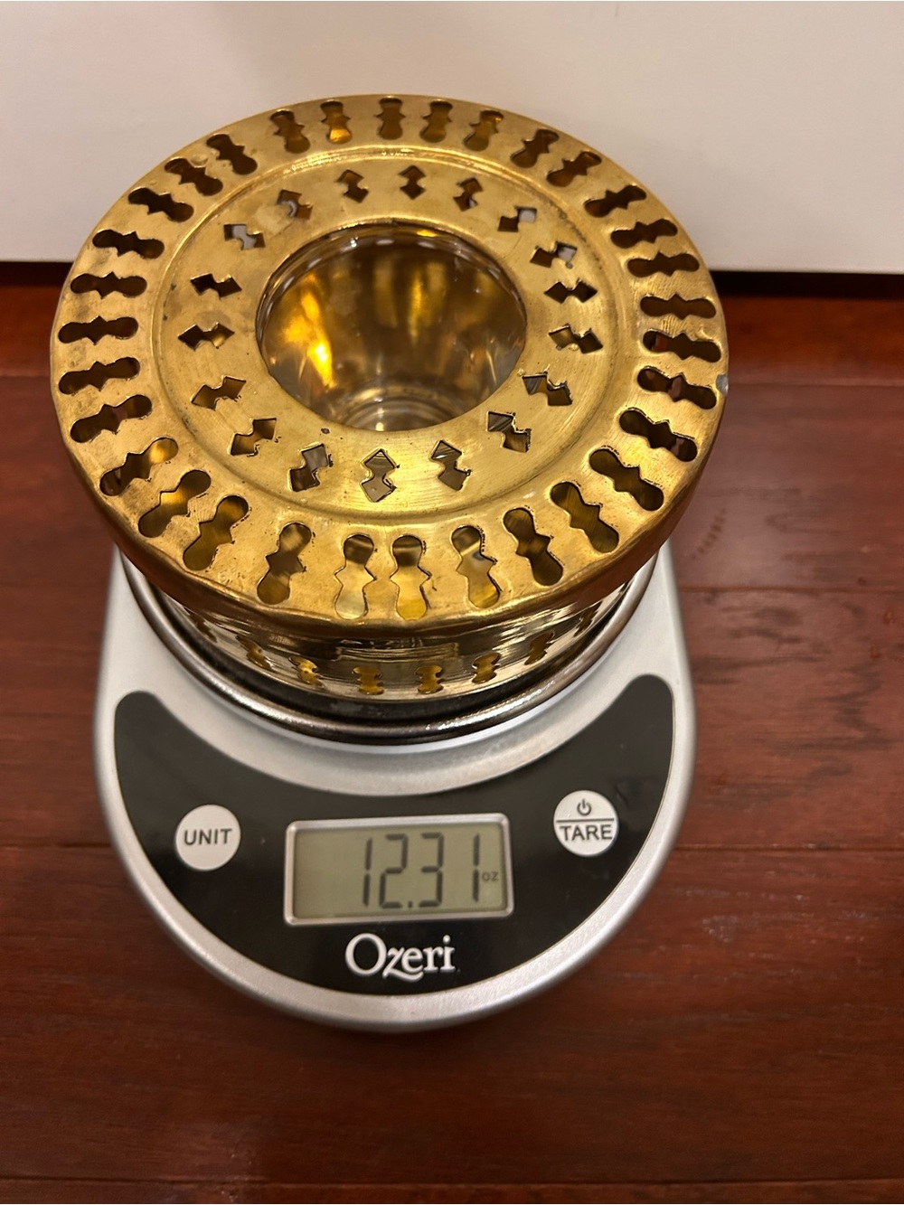 Vintage Solid Brass Pierced Cutout Tealight Holder & Teapot Warmer Made in India - Picture 7 of 9
